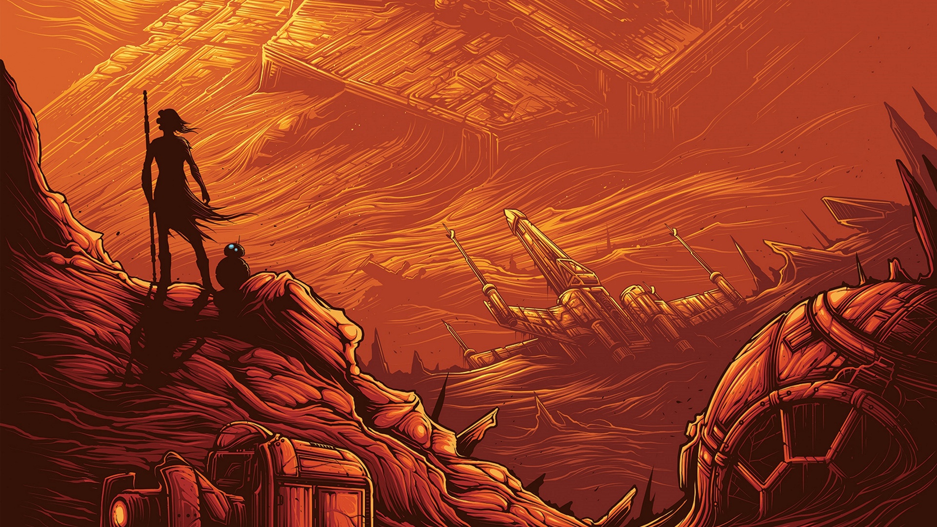 Rey Bb 8 Star Wars - HD Wallpaper 