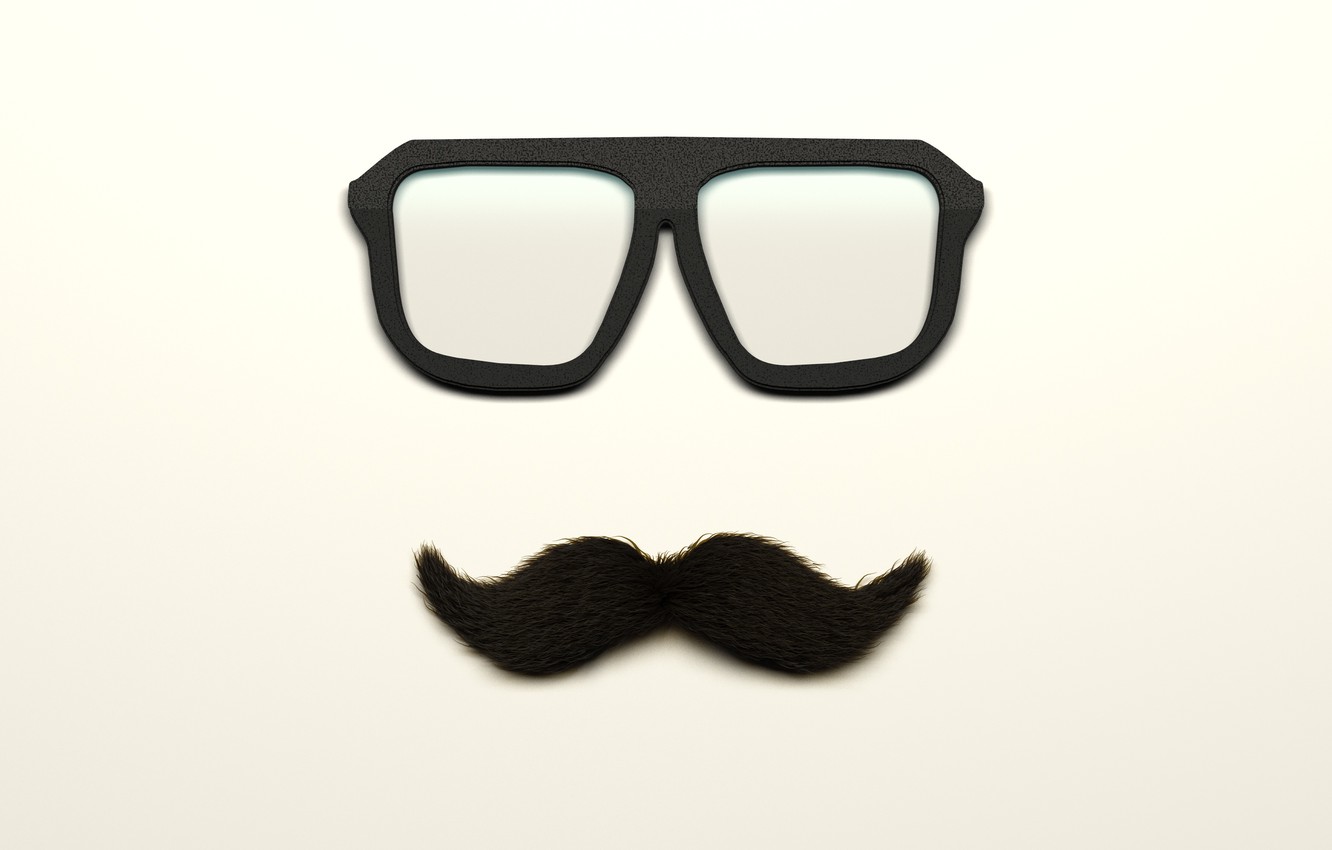 Photo Wallpaper Mustache, Glasses, Glass, Moustache - Усы Минимализм -  1332x850 Wallpaper 