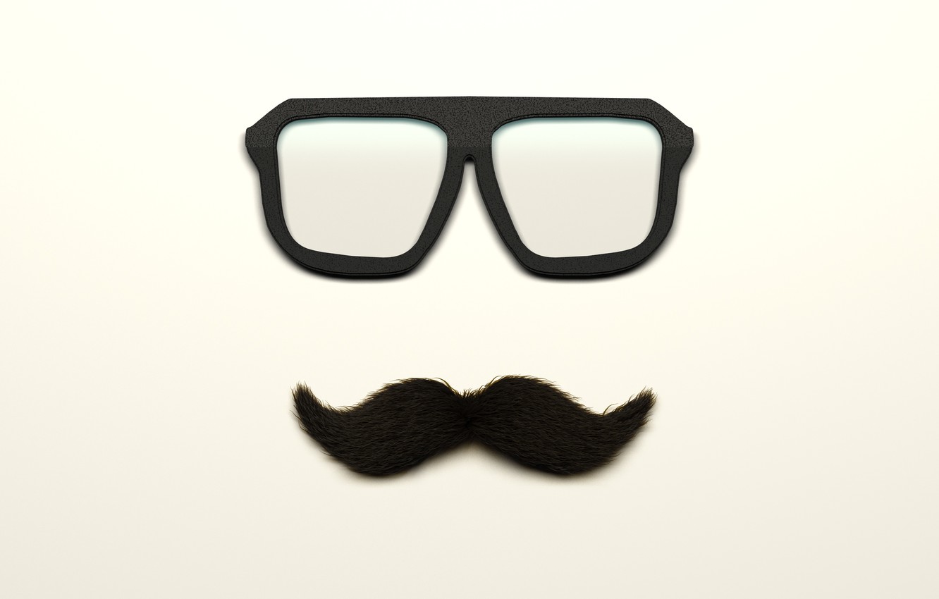 Photo Wallpaper Mustache, Glasses, Glass, Moustache - Усы Минимализм - HD Wallpaper 