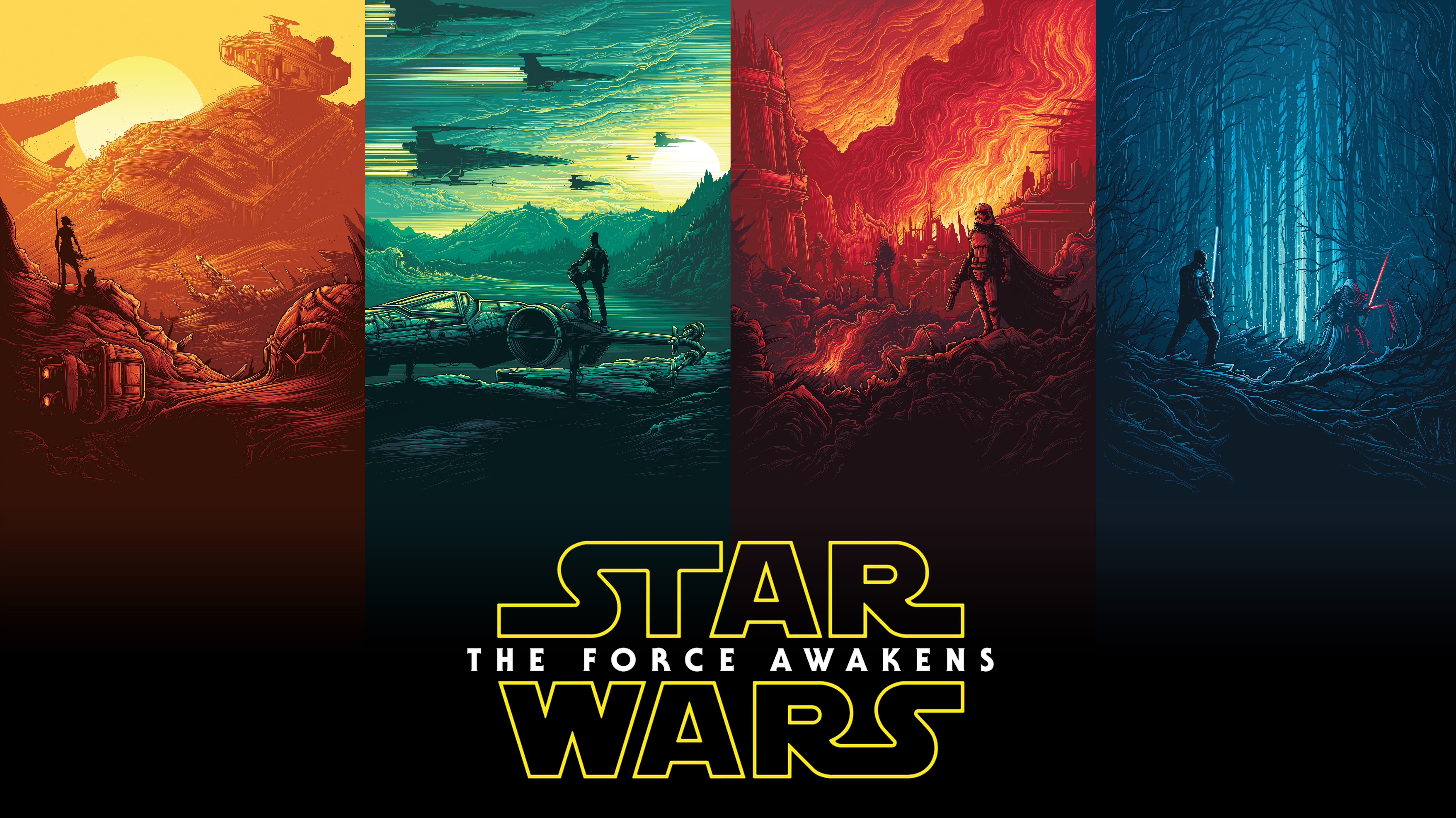 Star Wars Rey Finn Kylo Ren Han Solo Luke Skywalker - Star Wars Hd Poster - HD Wallpaper 