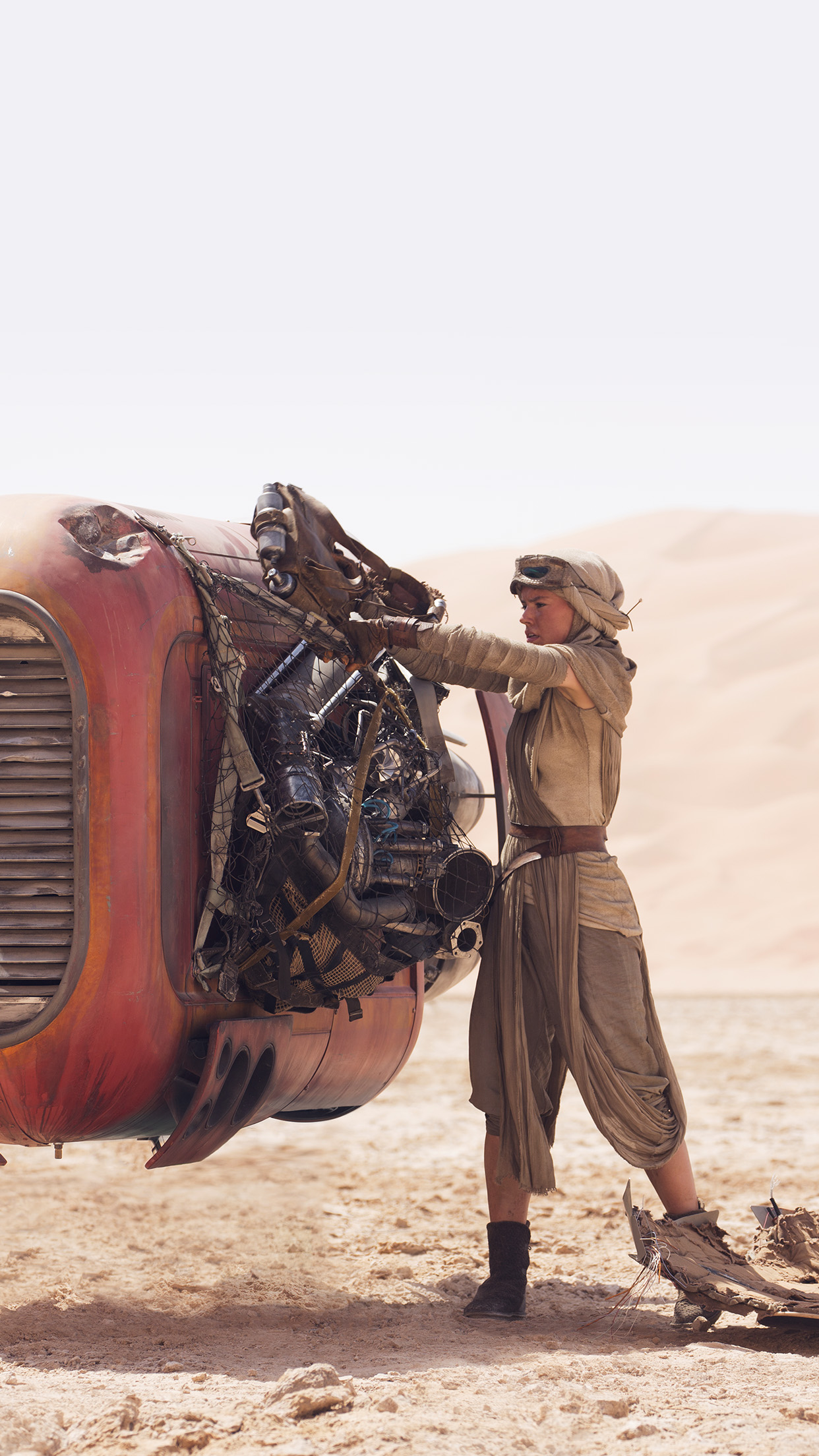 Starwars Force Awakens Art Rey Film Android Wallpaper - Rey Star Wars Speeder - HD Wallpaper 
