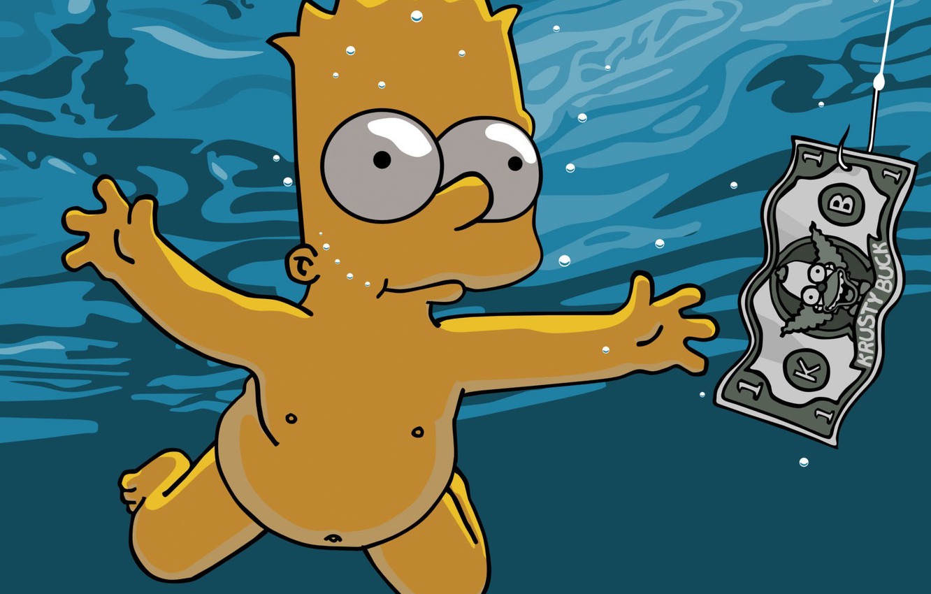 Photo Wallpaper Cartoon, The Simpsons, Simpsons, Bart, - Bart Simpson Nirvana - HD Wallpaper 
