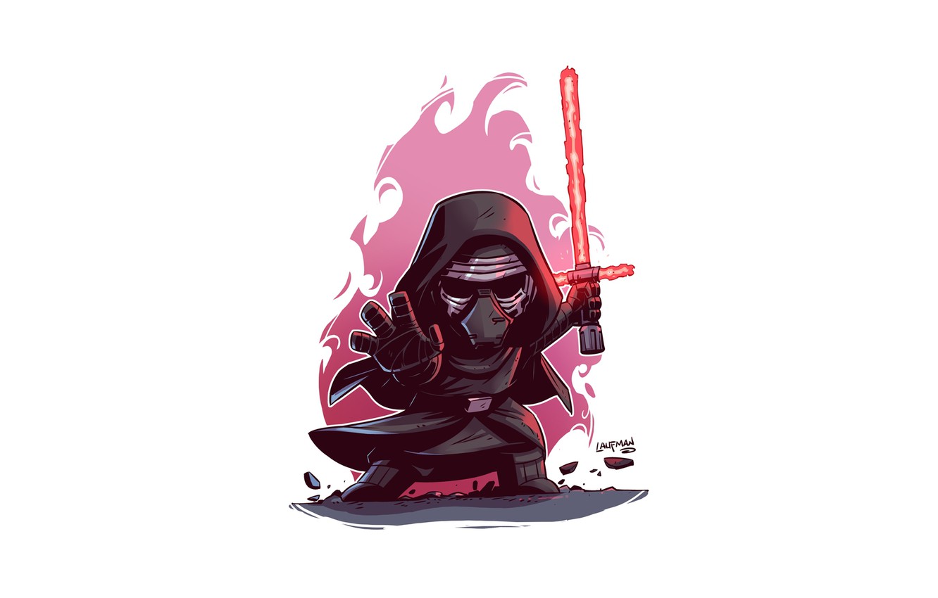 Photo Wallpaper Star Wars, Derek Laufman, Kylo Ren - Chibi Kylo Ren Drawing - HD Wallpaper 