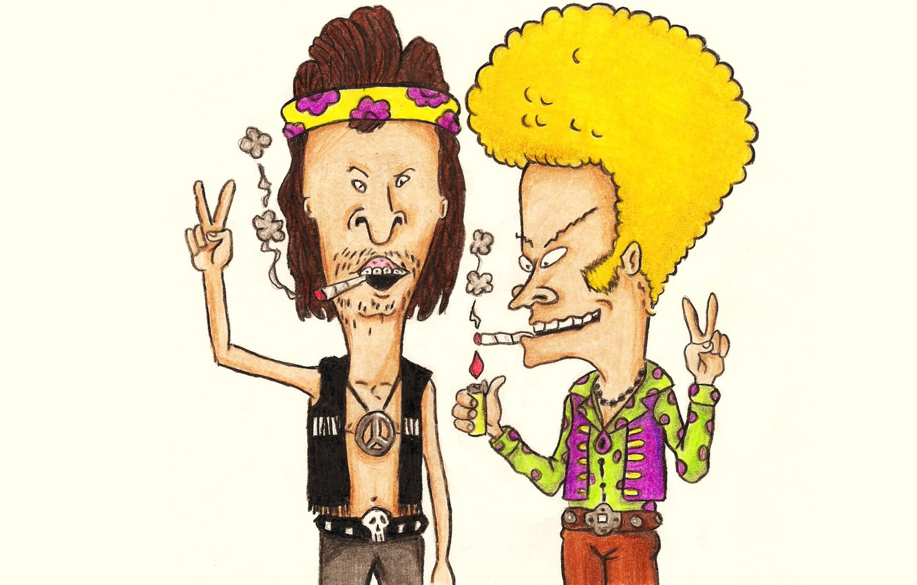 Photo Wallpaper Hippie, Painting, Cigarette, Beavis - Beavis And Butthead Drawings - HD Wallpaper 