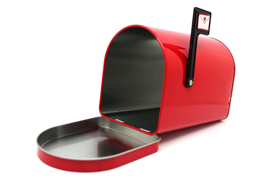 Red And Black Mail Box On White Surface, Mailbox, Letter, - Color Street Sample Saturday - HD Wallpaper 