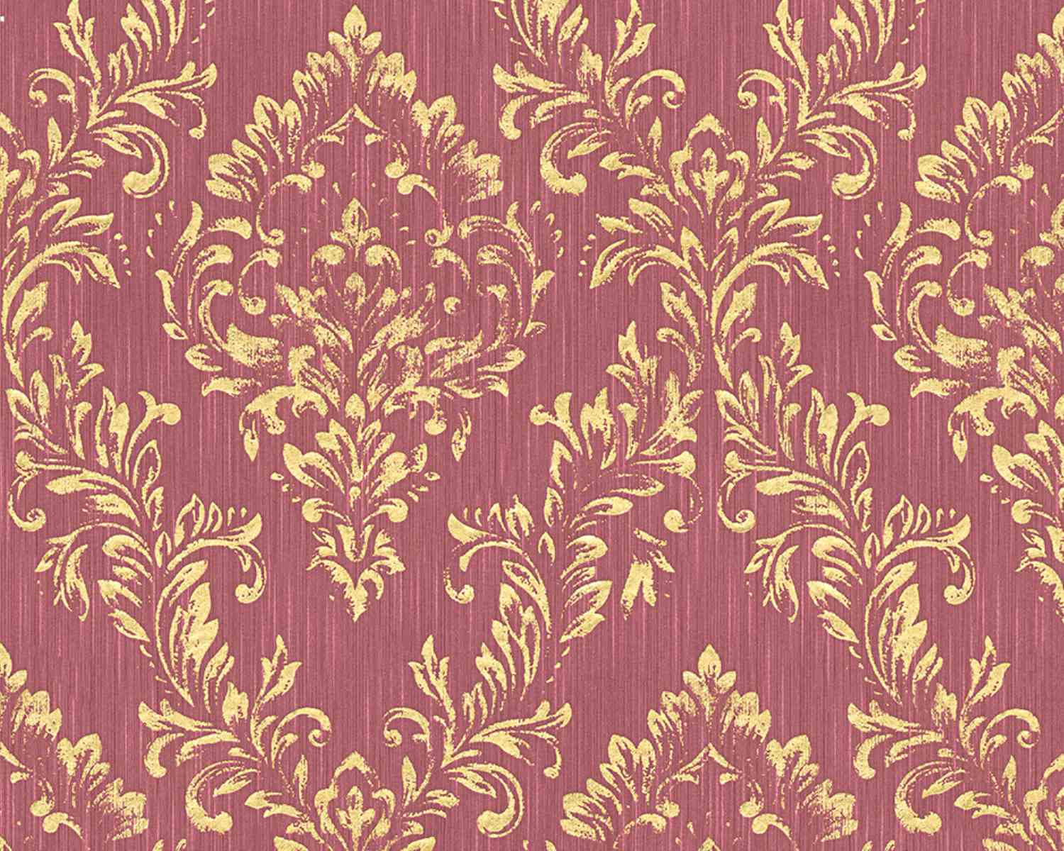 Metallic Silk Classic Damask Wall Paper Red Metallic - Baroque Textile - HD Wallpaper 