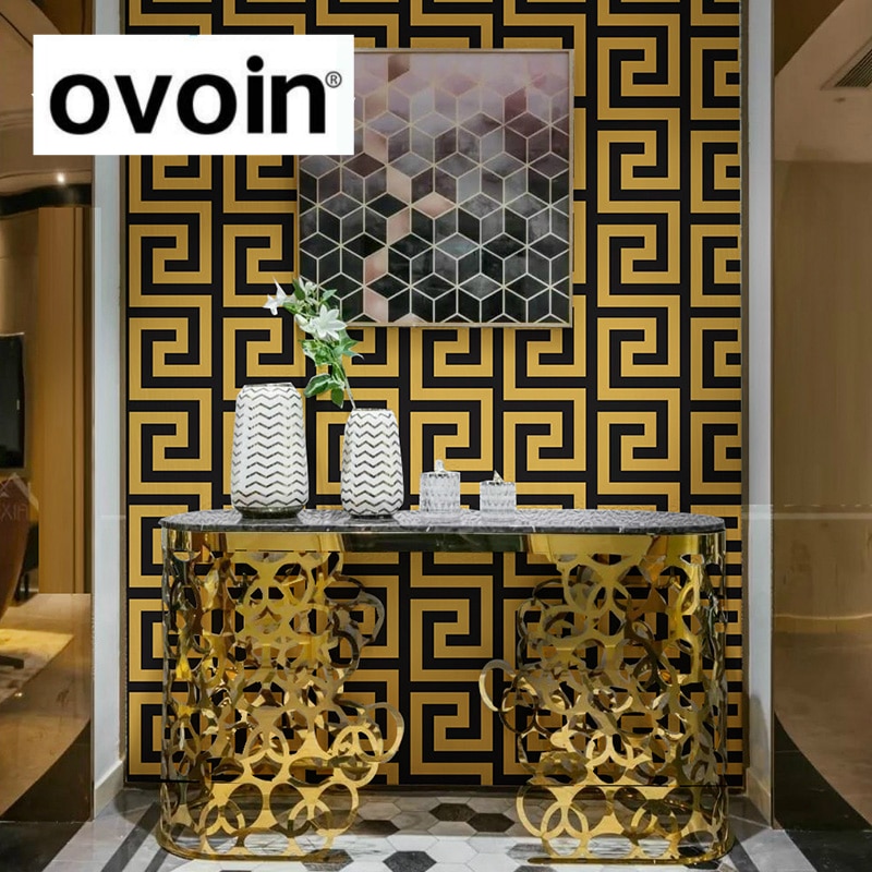 Black And Gold Greek Key - HD Wallpaper 