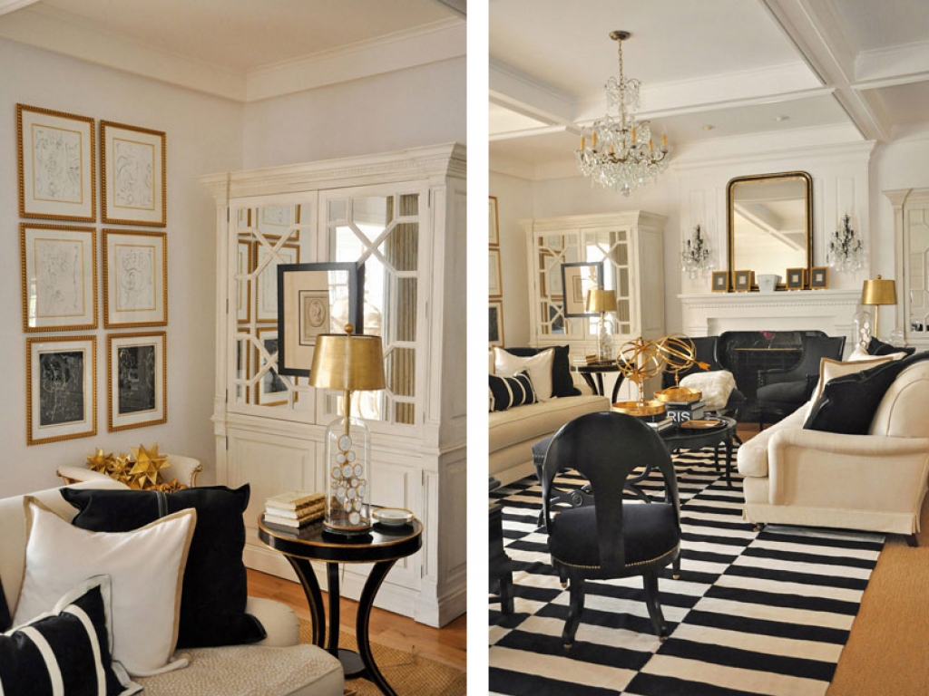 Black And White Wallpaper Living Room - HD Wallpaper 
