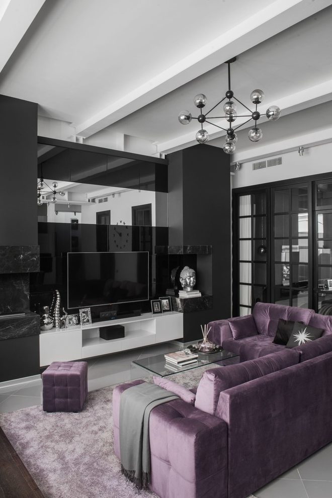 Moscow Purple Velvet Chair Living Room Contemporary - Interior Design - HD Wallpaper 