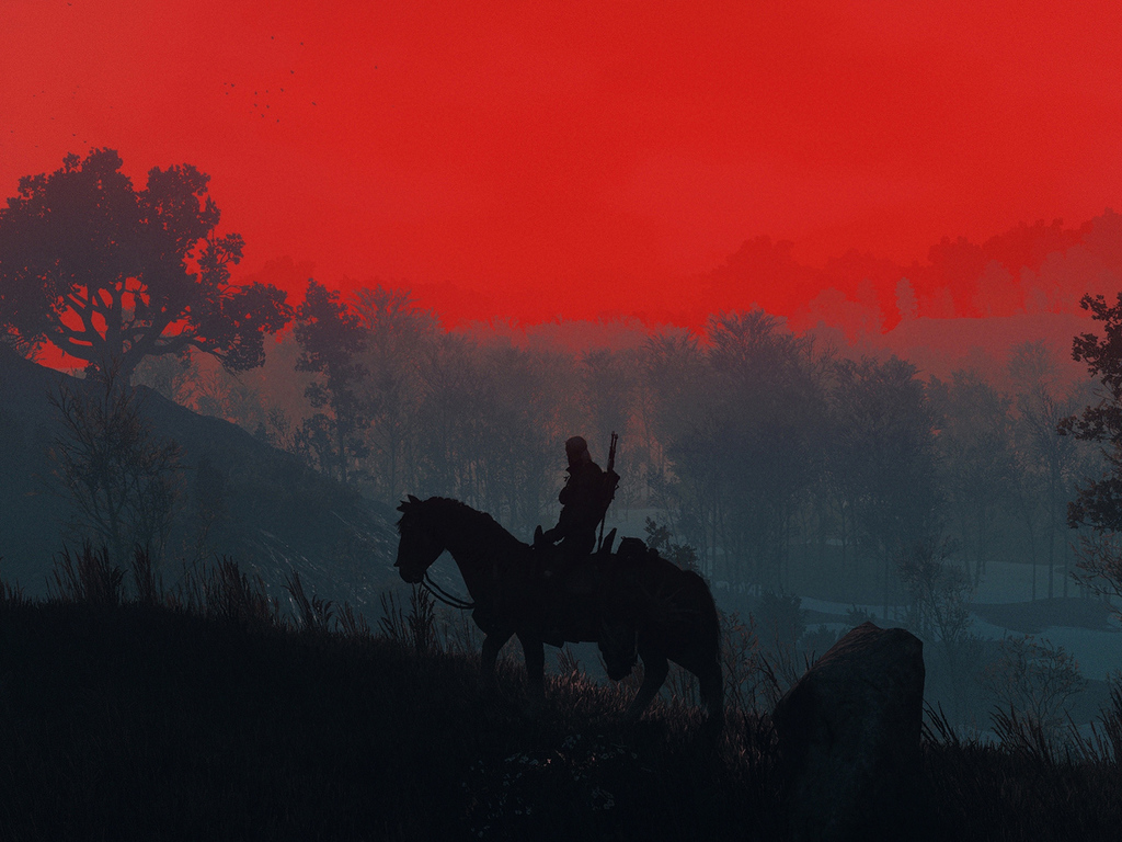 The Witcher 3 Geralt Silhouette Wallpaper - Witcher 3 - 1024x768
