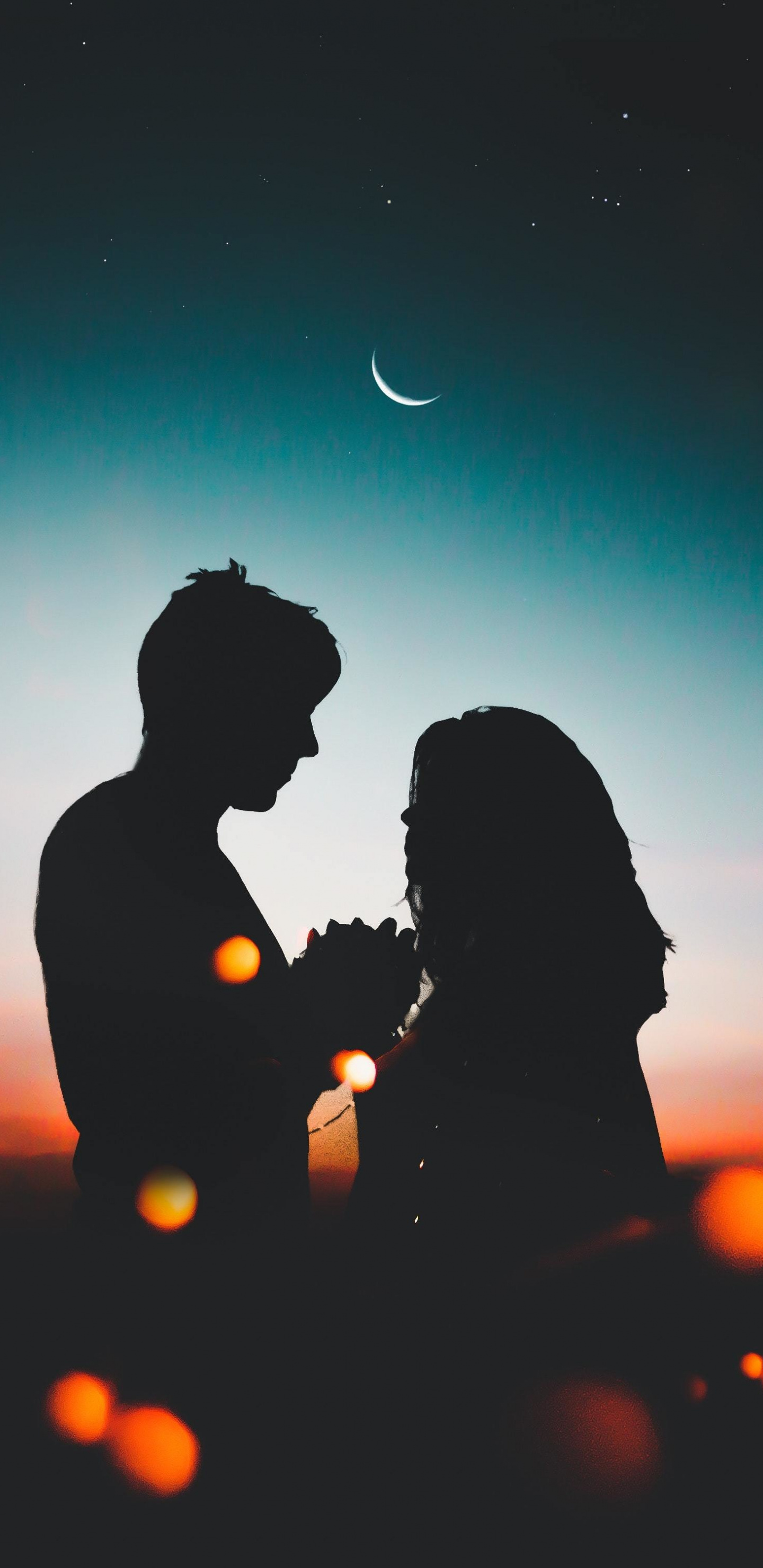 Silhouette, Couple, Love, Sunset, Outdoor, Wallpaper - Love Iphone Night Wallpaper Hd - HD Wallpaper 