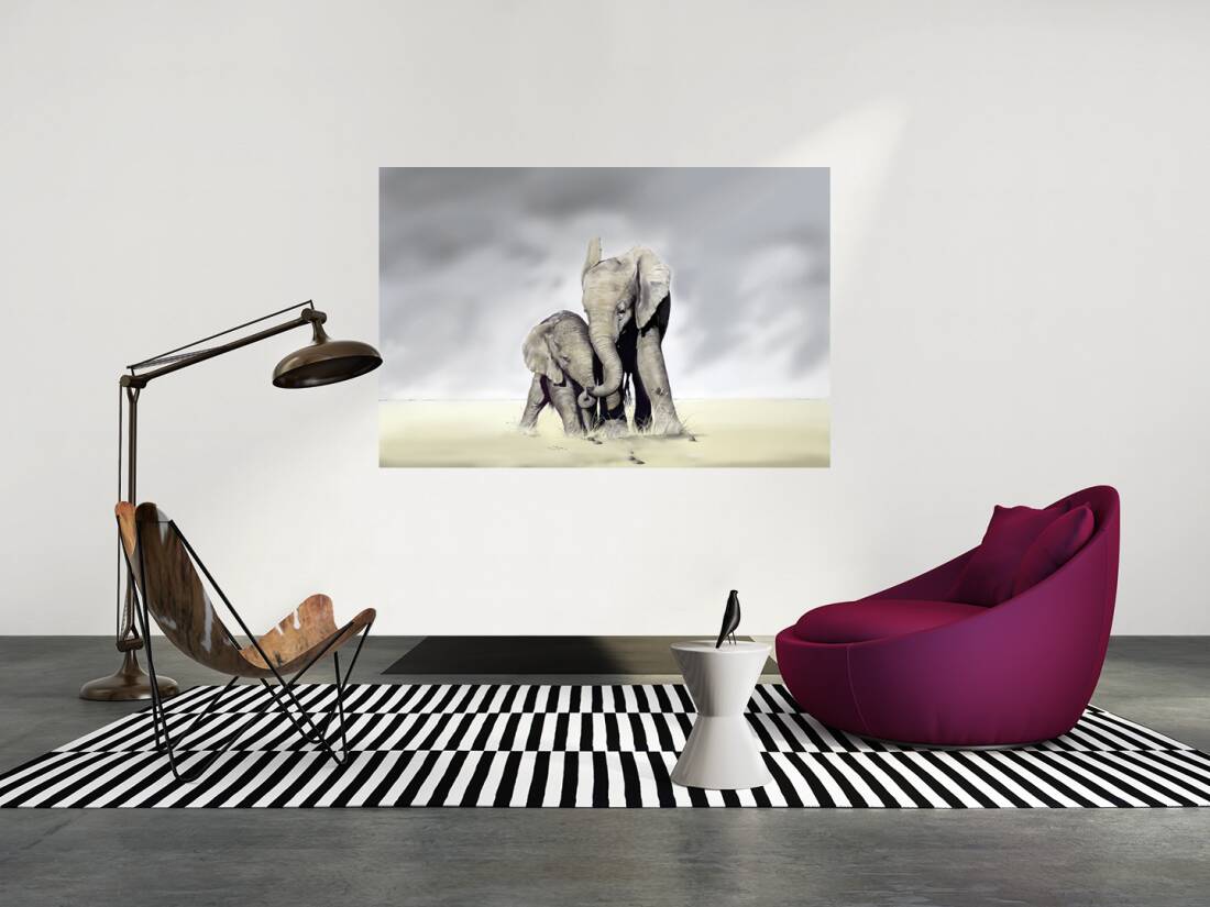 Livingwalls Photo Wallpaper Elephant Family M - Wallpaper - HD Wallpaper 