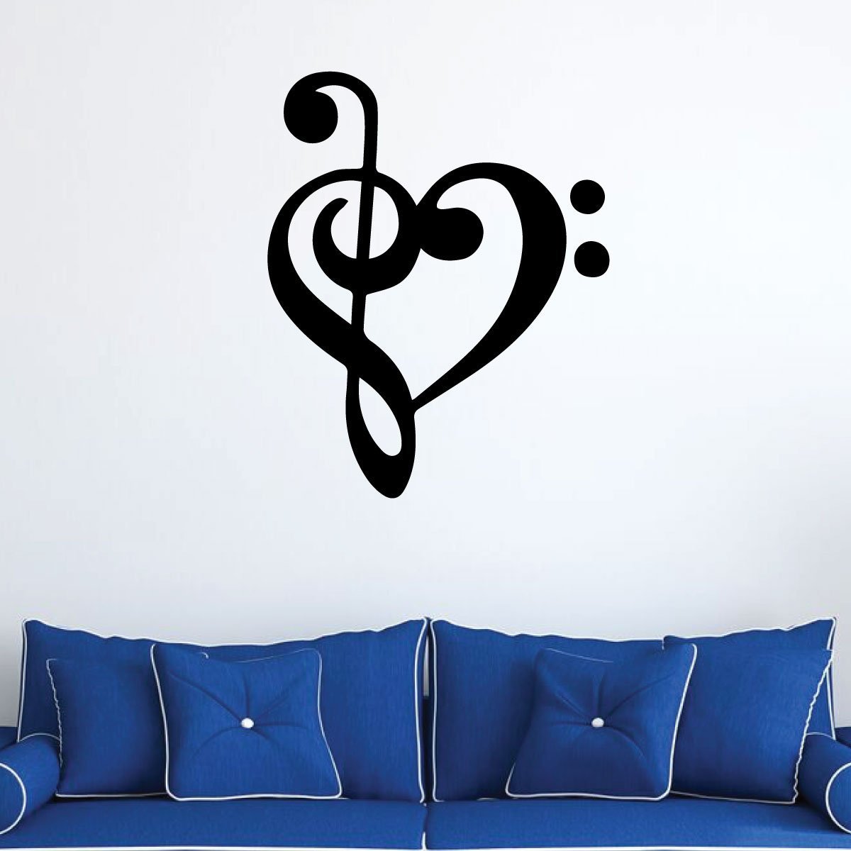 Music Symbol Heart Love Wall Decal - Treble Clef Bass Clef Heart - HD Wallpaper 