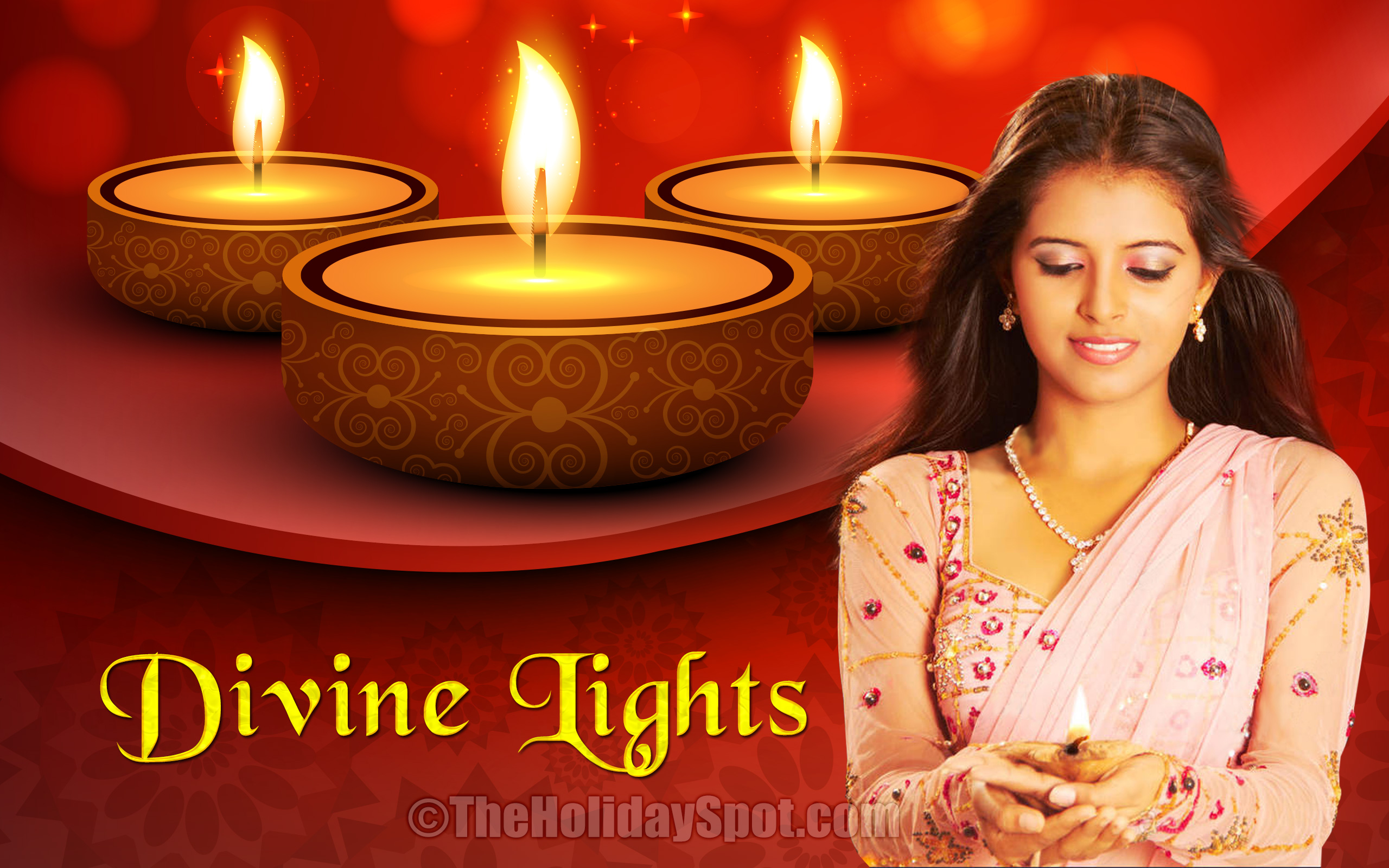 Diwali Wallpaper Themed With Three Diyas And A Beautiful - Diwali - HD Wallpaper 