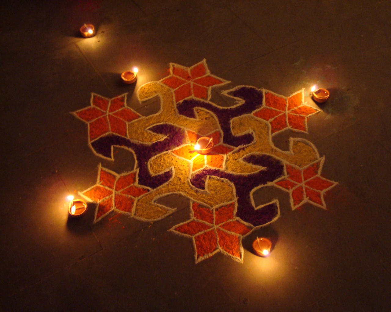 Diwali New Rangoli Designs With Dots - HD Wallpaper 