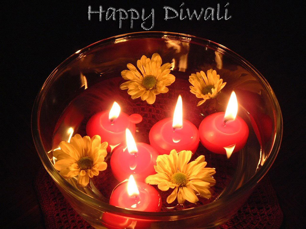 Happy Diwali With Flowers - HD Wallpaper 