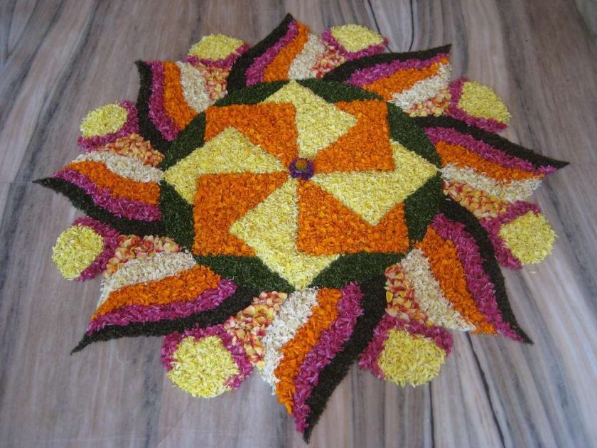 Flower Rangoli Design For Diwali - HD Wallpaper 