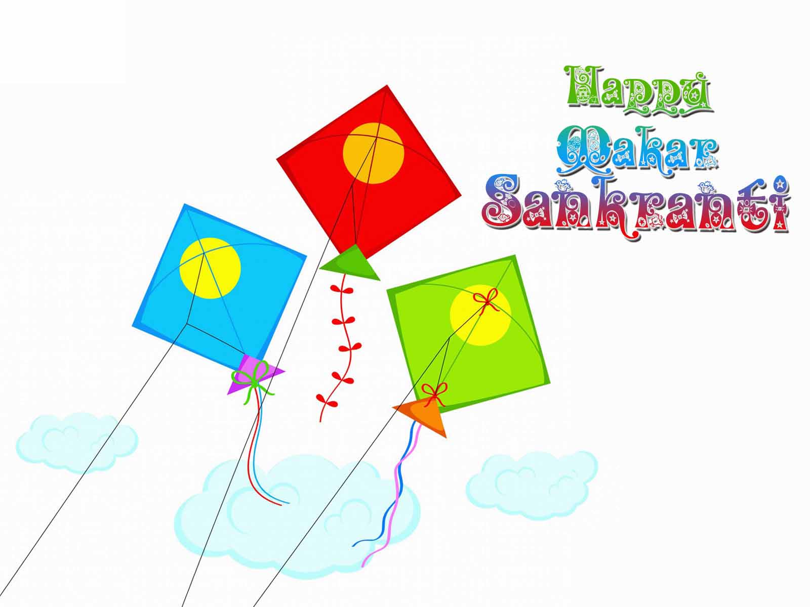 Red Green And Blue Kites In Sky Wallpaper - Happy Makar Sankranti Png - HD Wallpaper 