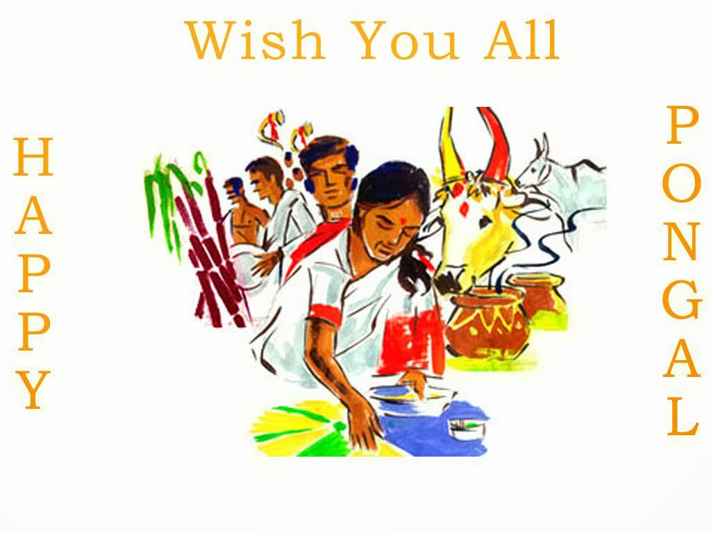 Happy Pongal 2014 Hd Wallpapers And Images Lady Draw - Makar Sankranti Lohri Pongal Bihu - HD Wallpaper 