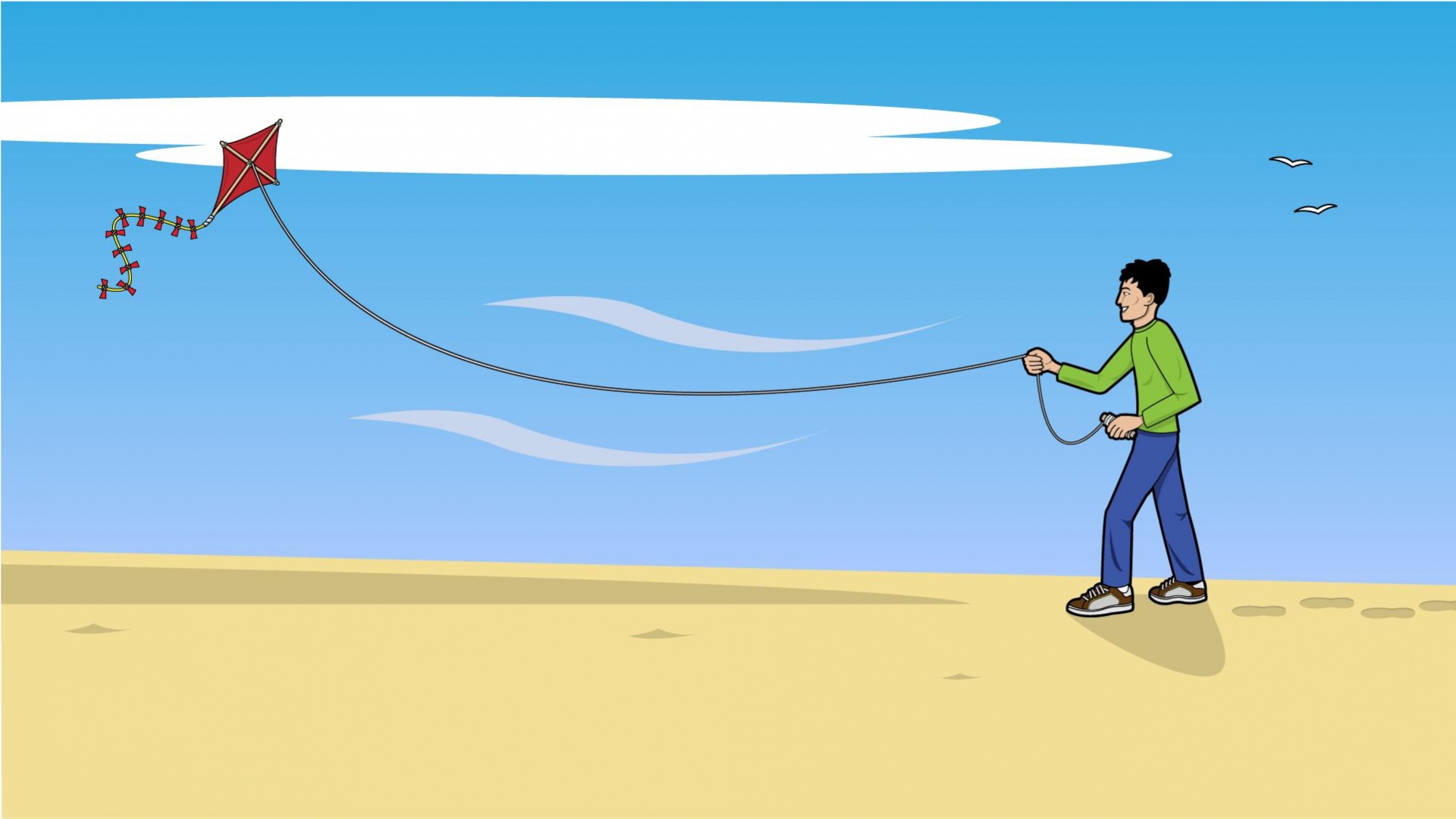 Boy Flying Kite - HD Wallpaper 