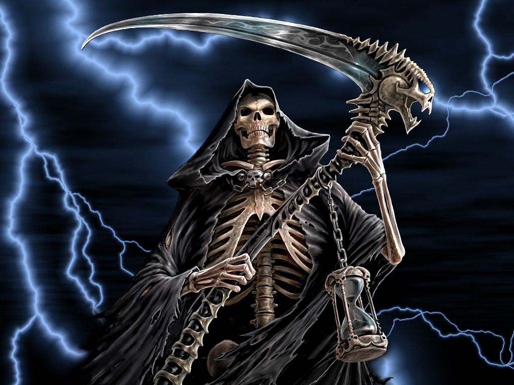 With Reaper Lightning Dark Hd Wallpaper - 3d Ghost Wallpaper Download -  1024x768 Wallpaper 