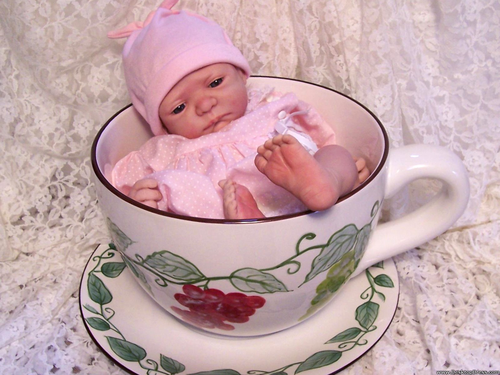Baby Girl In A Big Cup - If I Fits I Sits Baby - HD Wallpaper 