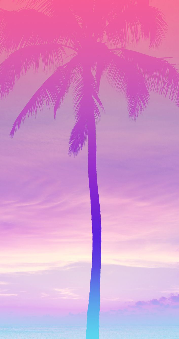 Iphone Wallpaper Pink Sky Palm Trees - HD Wallpaper 