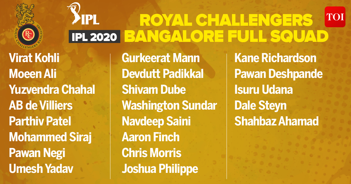 Rcb - Rcb 2020 Ipl Squad - HD Wallpaper 