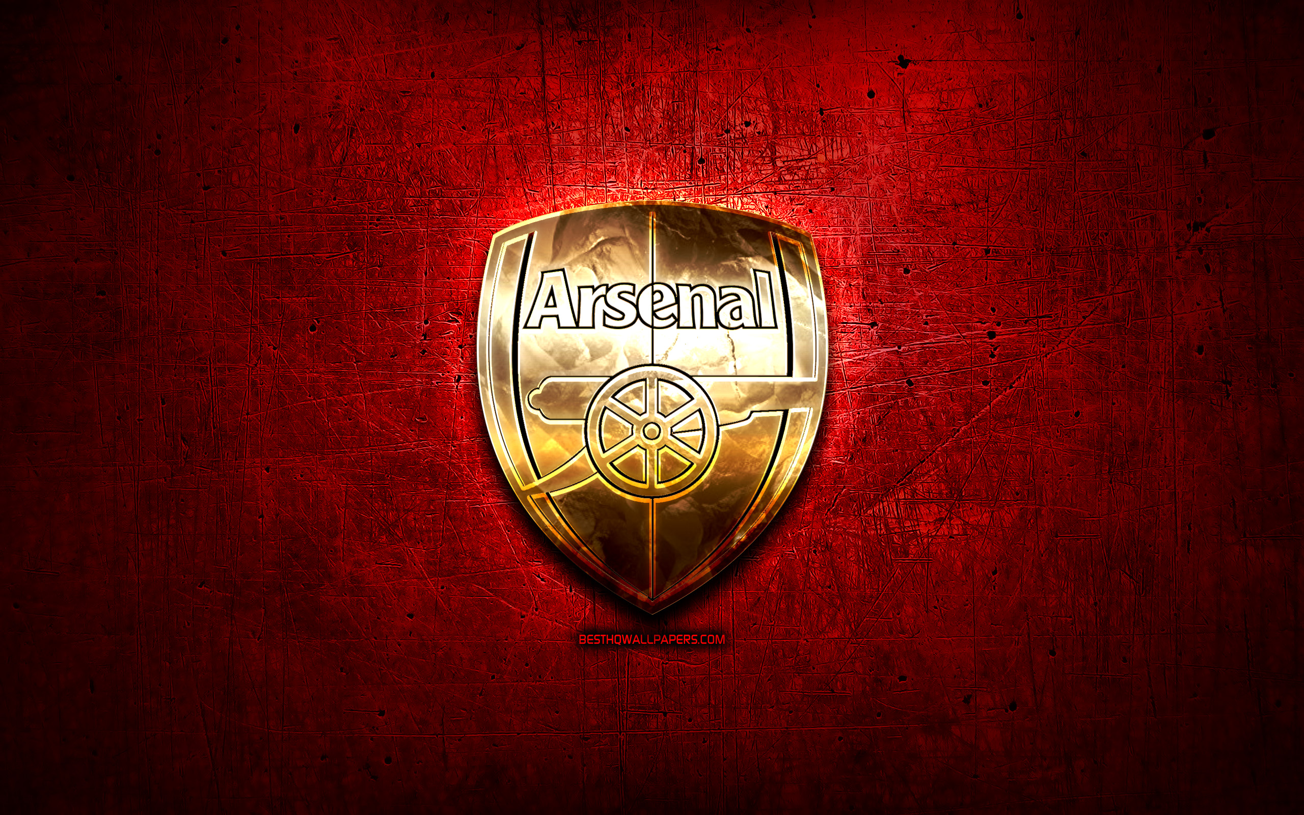 Arsenal Fc, Golden Logo, Premier League, Red Abstract - Arsenal Screensaver - HD Wallpaper 