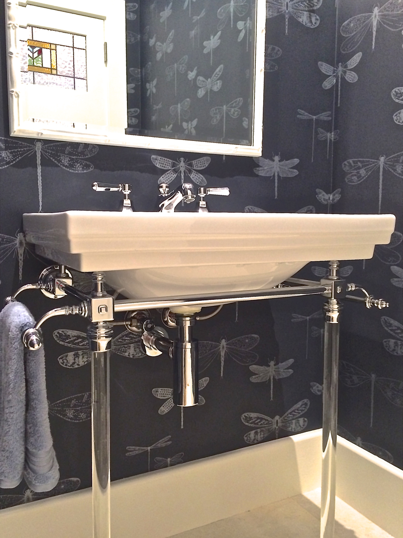 Porters Paints Dragonfly Wallpaper In Colour Midnight - Bathroom Sink - HD Wallpaper 