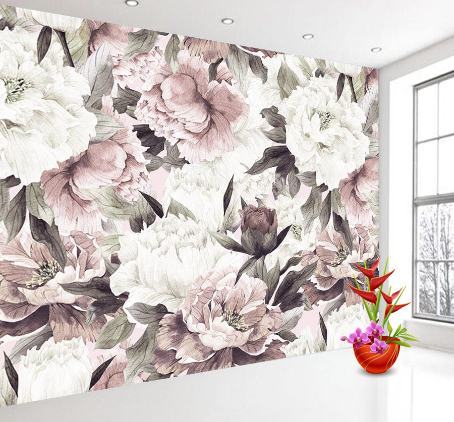 Anya Floral Wallpaper Ochre - Wallpaper - HD Wallpaper 