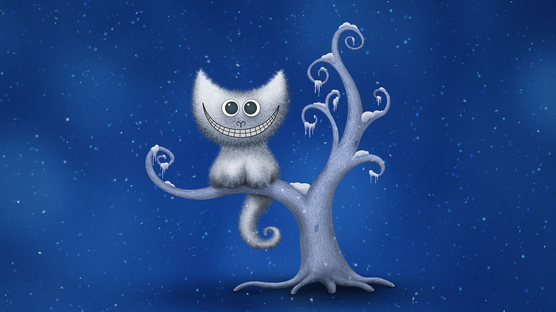 Winter Cat Wallpaper Hd Cartoon - HD Wallpaper 