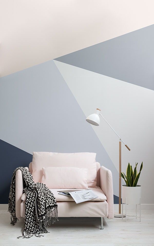 Geometric Wall Living Room Ideas - HD Wallpaper 