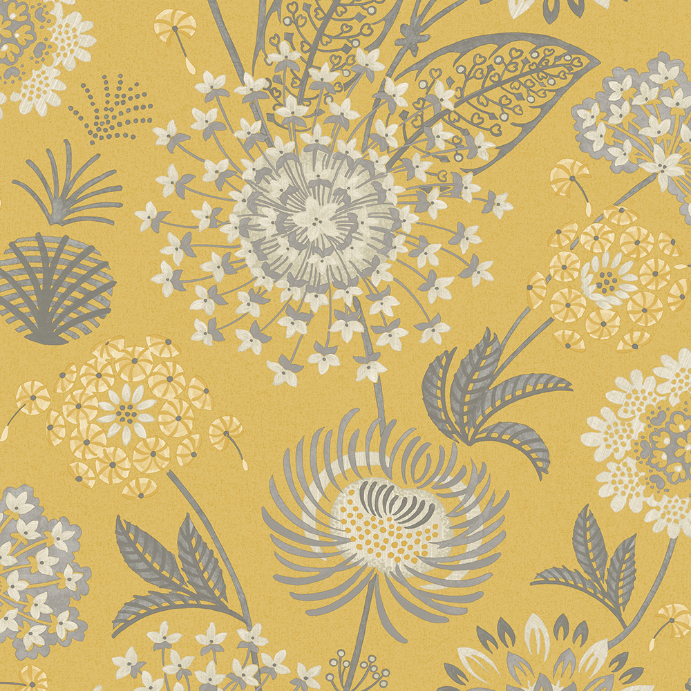 Arthouse Vintage Bloom Mustard Yellow Wallpaper - Mustard Colour