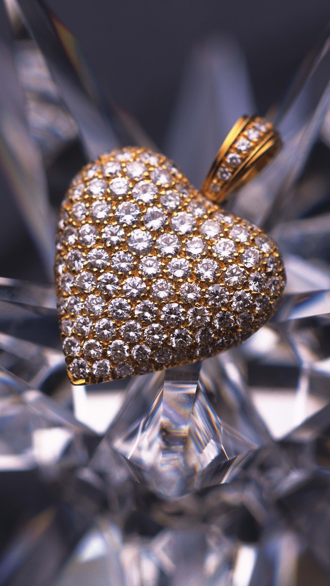 Wallpaper Gold, Heart, Diamonds - Iphone Diamond Wallpaper Hd - HD Wallpaper 