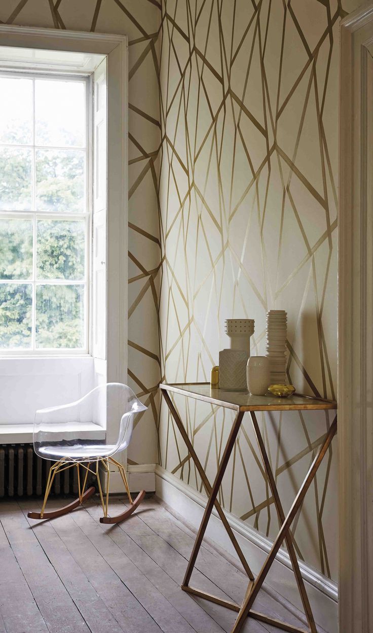 Gold Geometric Wallpaper - Harlequin Sumi Wallpaper Ivory Mustard - HD Wallpaper 