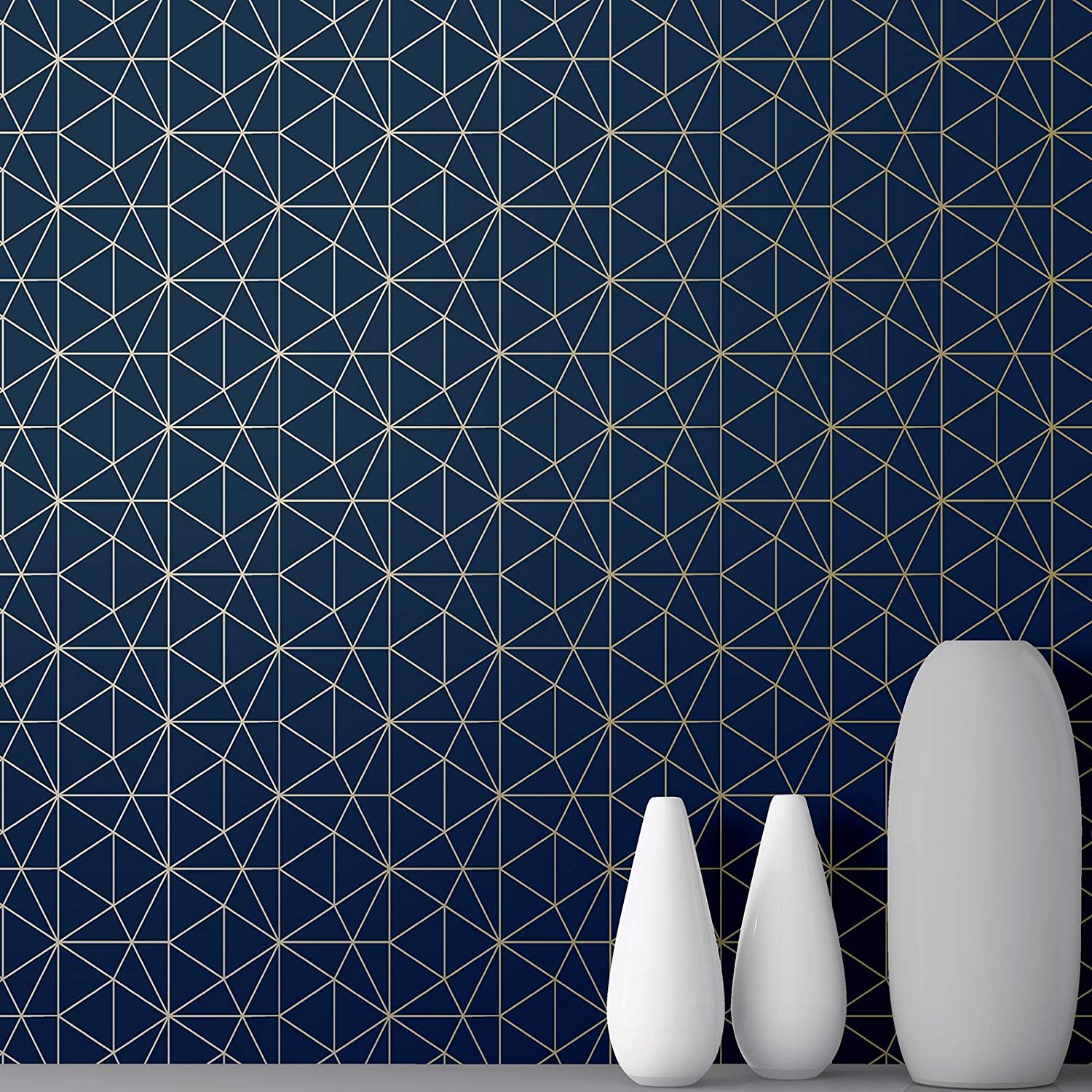 Geometric Wallpaper Dark Blue Gold - 1500x1500 Wallpaper 