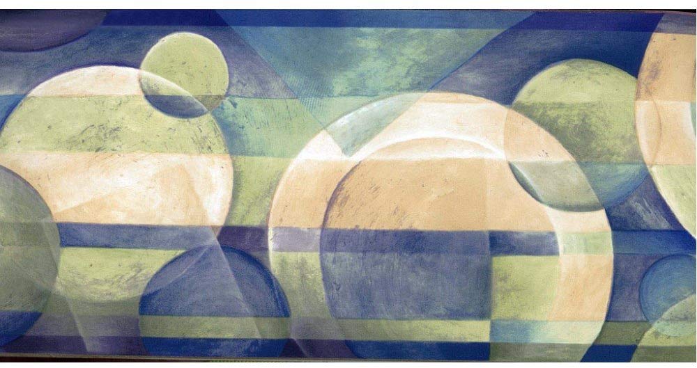 Wallpaper Border Modern Circles With Bright Blue And - Modern Art - HD Wallpaper 