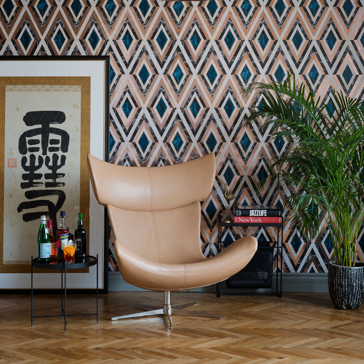 Mind The Gap Diamonds Wallpaper Copper Gallery Image - Snow, Moon, Flower Calligraphy - HD Wallpaper 