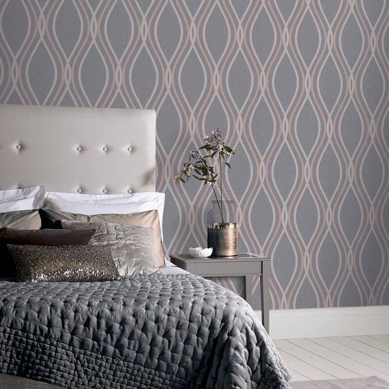 Grey Glitter Wallpaper Bedroom - HD Wallpaper 