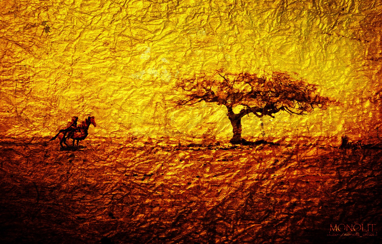 Photo Wallpaper Abstraction, Gold, Tree, Warrior, Tree, - Autumn - HD Wallpaper 