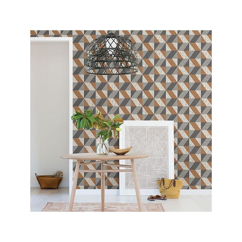 2908 25312 Alchemy, Cerium Copper Concrete Geom - Brewster Cerium Concrete Geometric Wallpaper - HD Wallpaper 