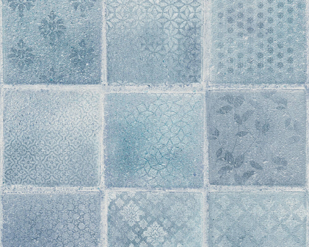 Création Wallpaper Tile, Blue, Cream, Grey, Turquoise - Wallpaper - HD Wallpaper 