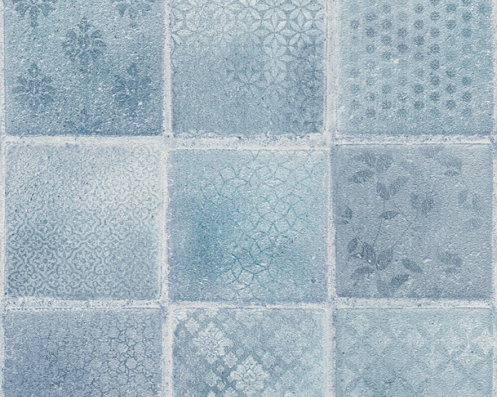 Création Wallpaper Tile, Blue, Cream, Grey, Turquoise - Wallpaper - HD Wallpaper 