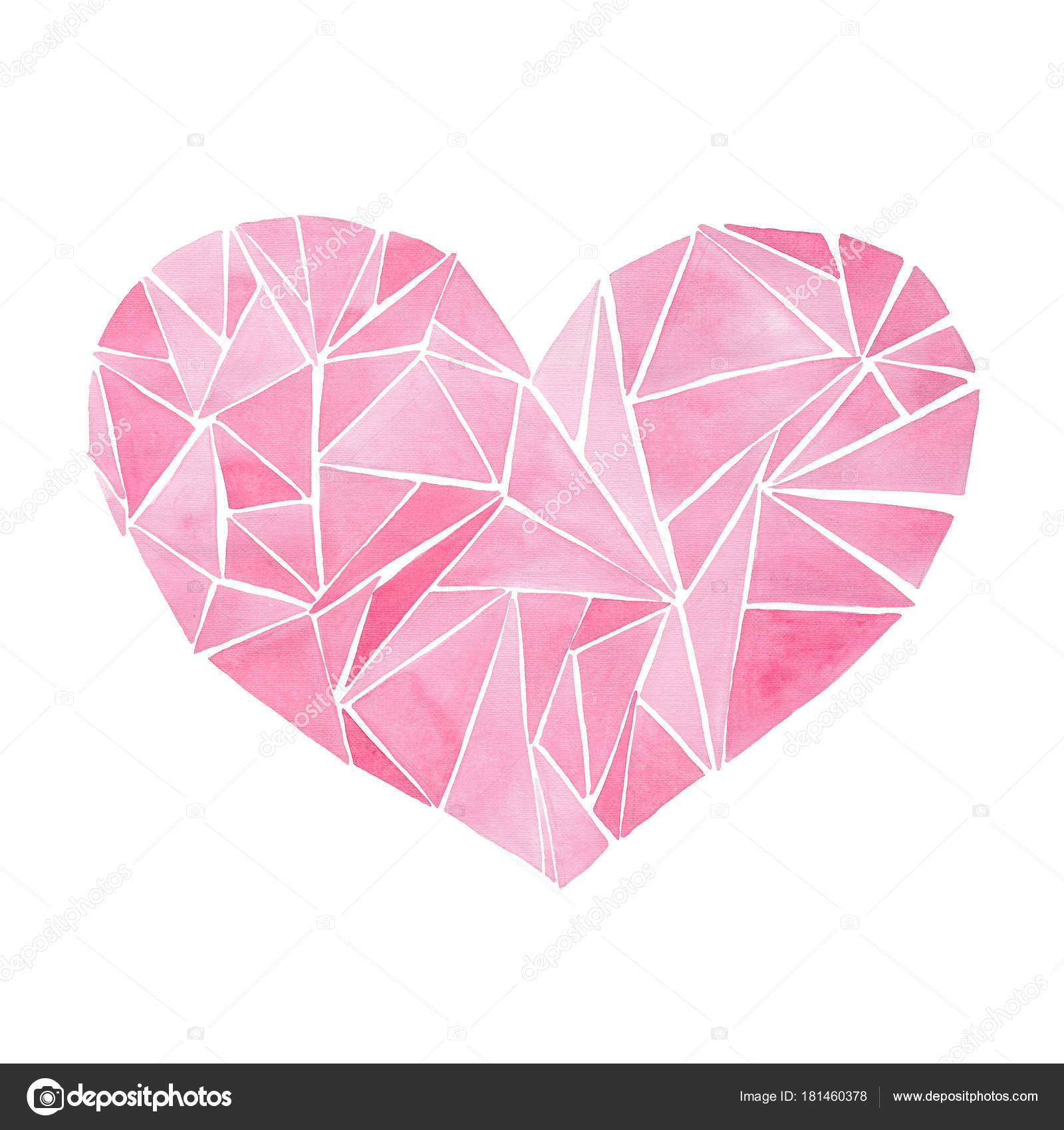 Geometric Heart Watercolor - HD Wallpaper 