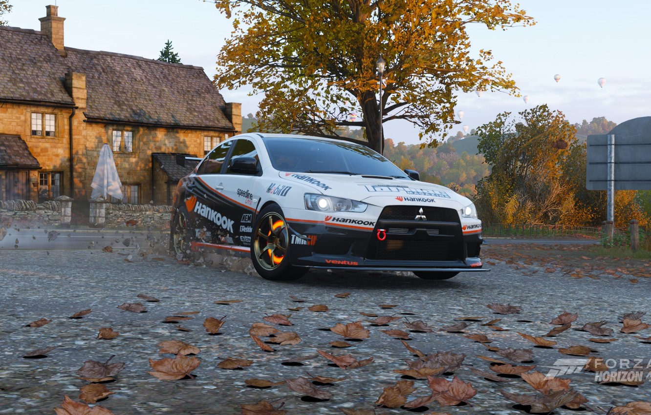 Photo Wallpaper Autumn, Mitsubishi Lancer Evolution - Mitsubishi Lancer Evolution - HD Wallpaper 
