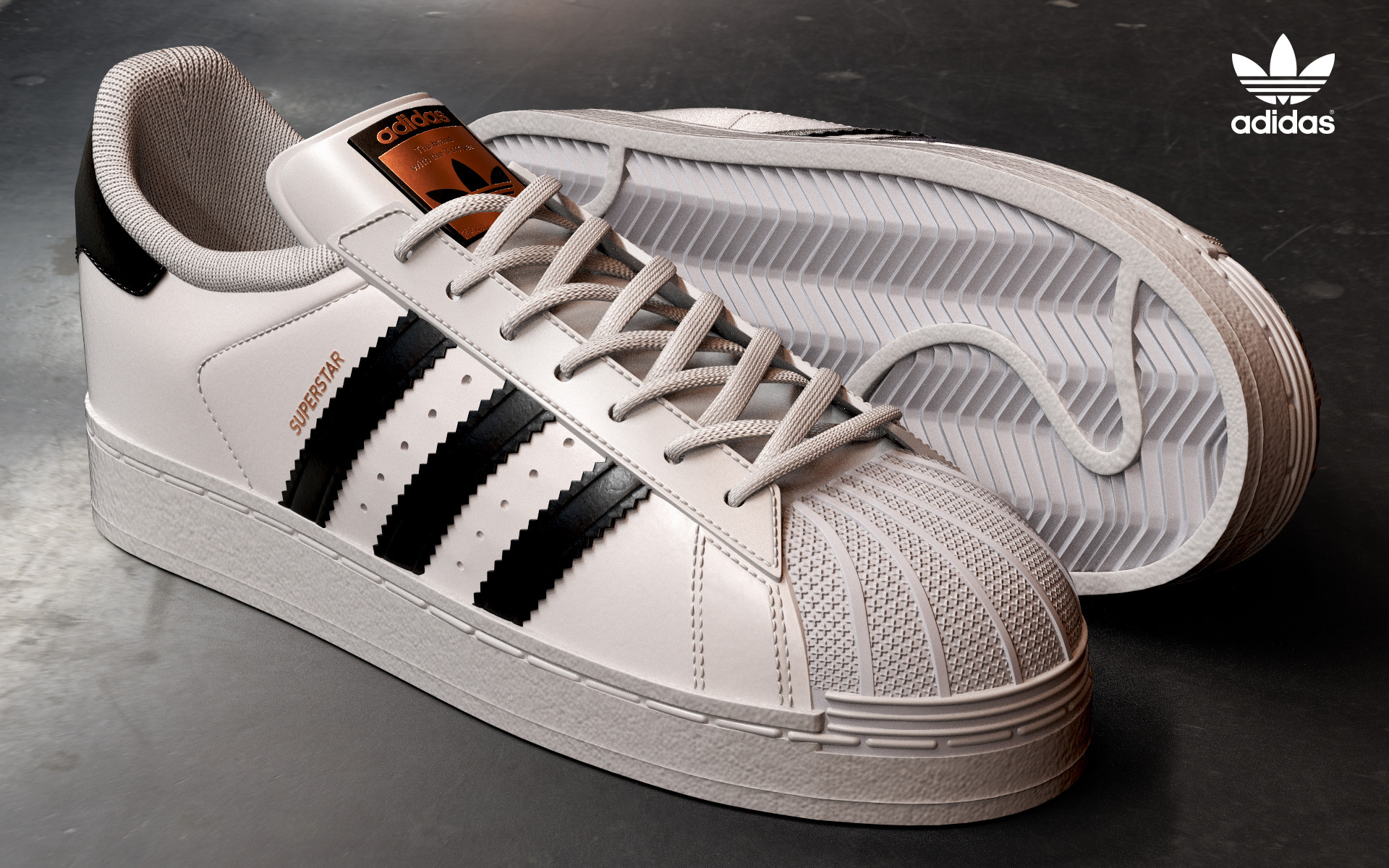 Adidas Superstar 3d Model - HD Wallpaper 