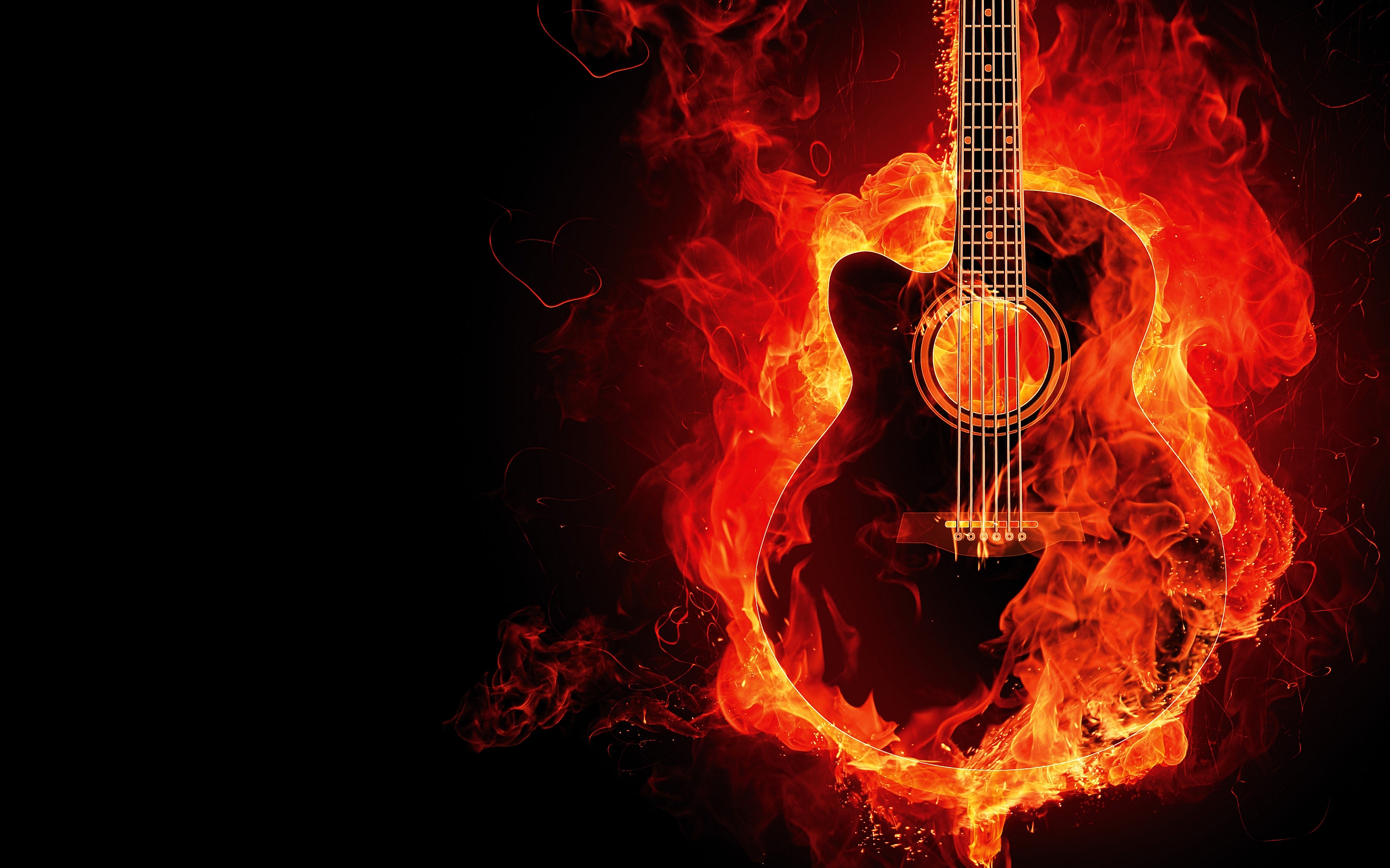Fire Guitar - HD Wallpaper 