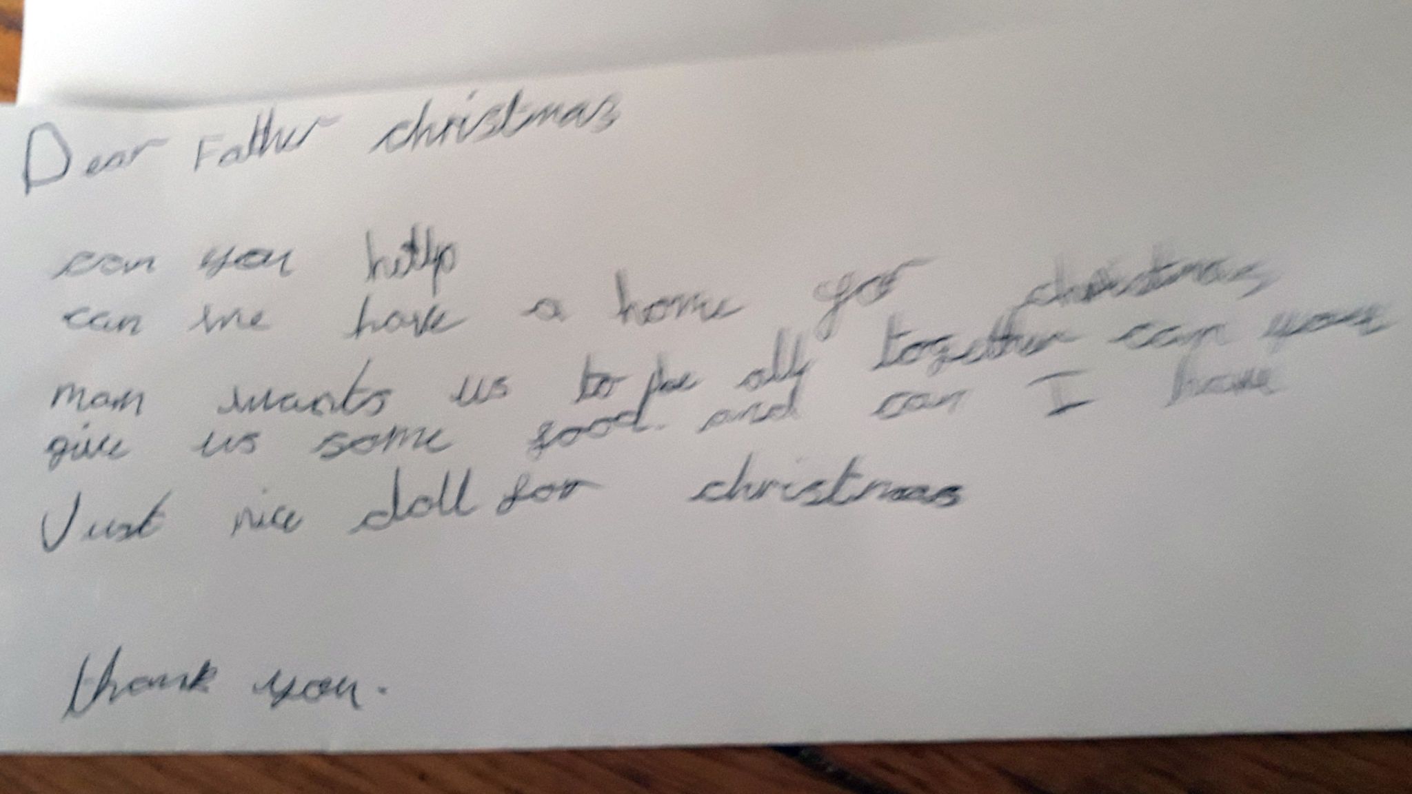 The Letter To Father Christmas Written By A Seven Year - Child's Letter To Father Christmas - HD Wallpaper 