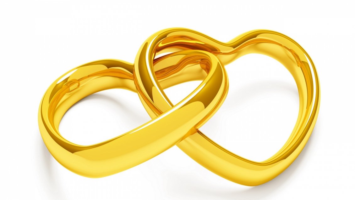 Download Wallpaper Two Gold Hearts United - Transparent Wedding Rings Clipart - HD Wallpaper 